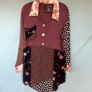 Mixed media tunic blouse